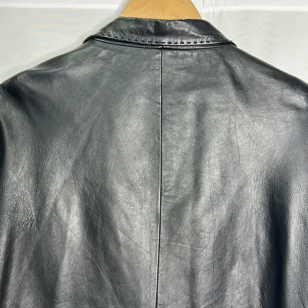 Pronto Uomo genuine leather shoulder pad pocketed blazer - Picture 9 of 11